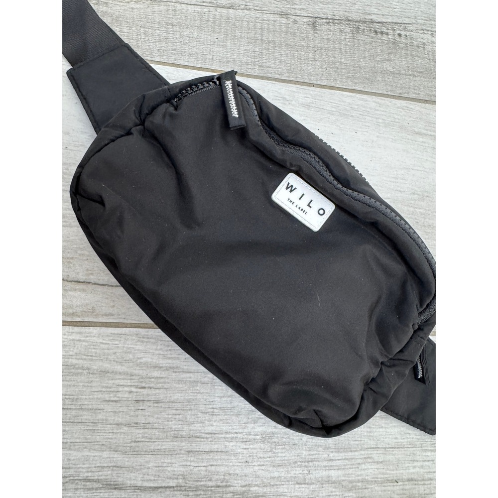 WILO THE LABEL Black Nylon Fanny Pack Belt Bag Adjustable Strap Zip Closure